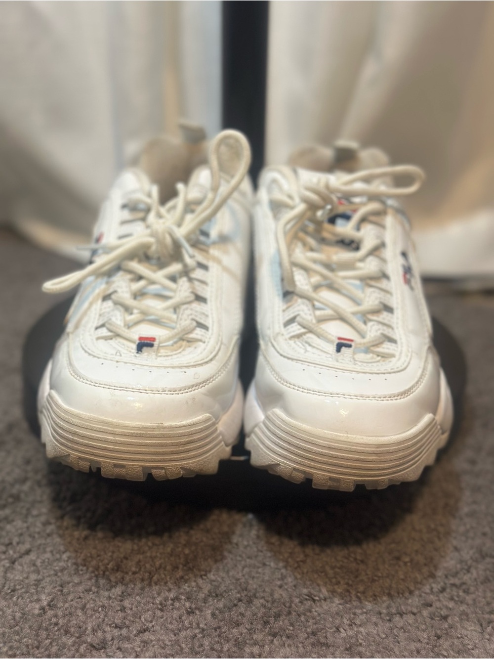 FILA Disruptor 2 Premium Patent White Chunky Sneakers Women’s 8.5
